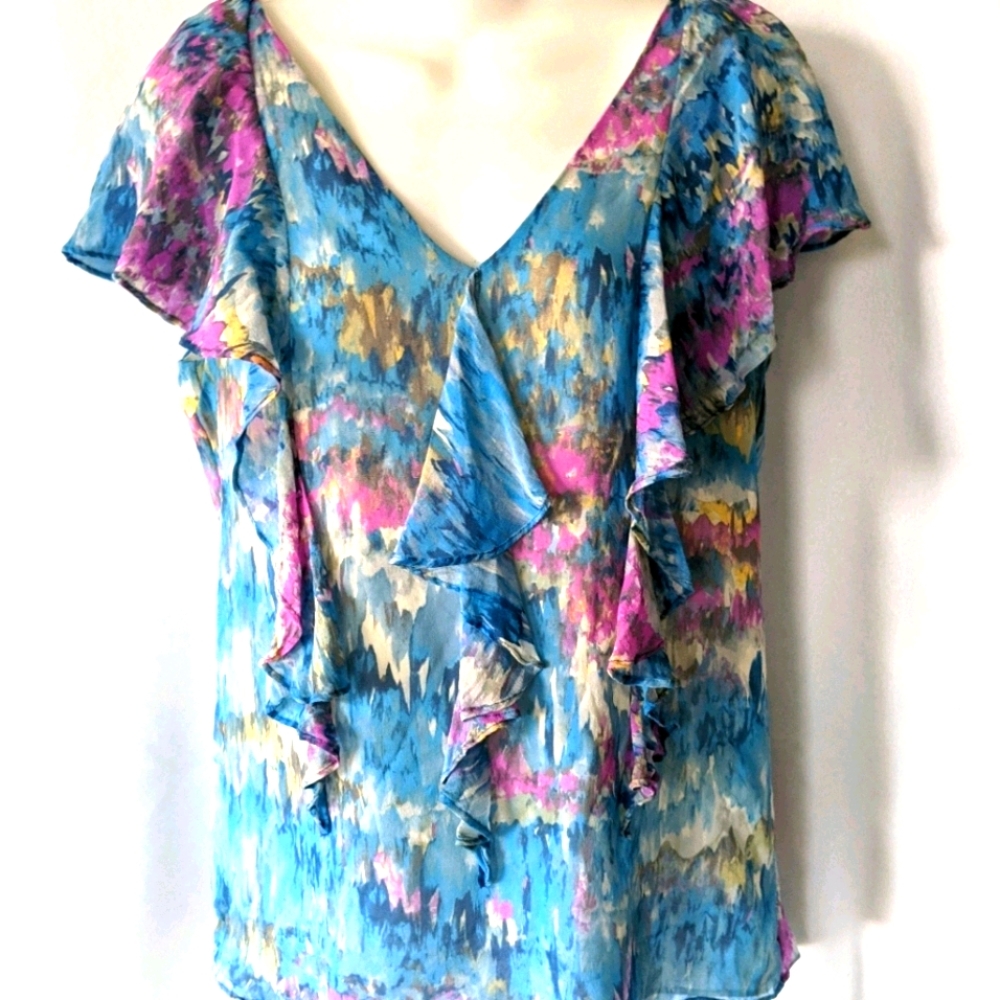 Banana Republic Layered 100% Silk Ruffle Blouse